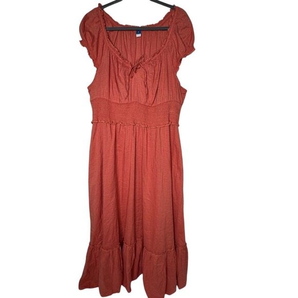 Old Navy Women Babydoll Empire Waist Tiered Maxi Dress Ruffle XL Milkmaid Boho - Picture 2 of 7